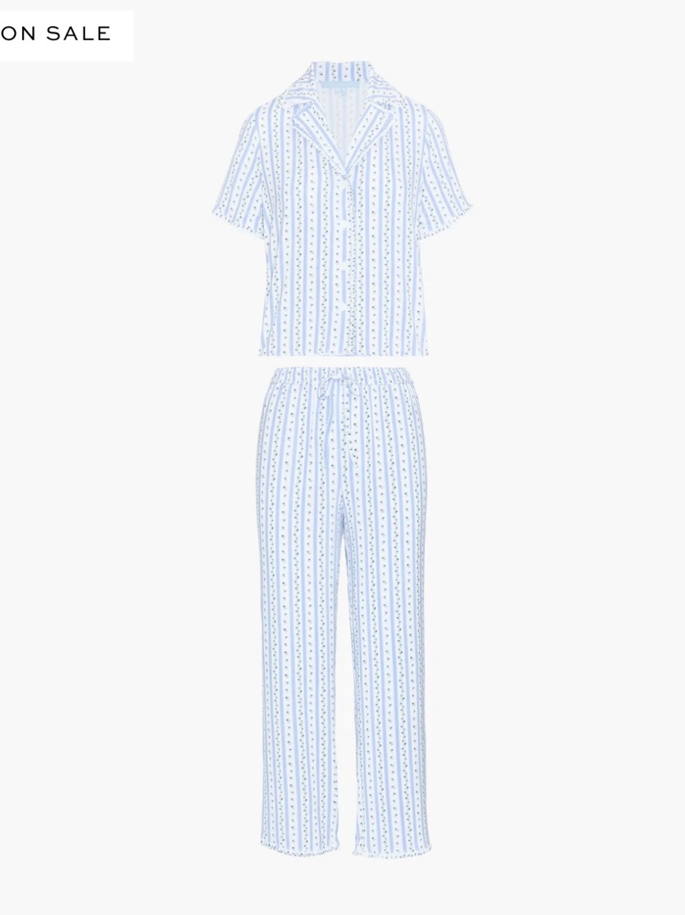 Hill House Home The Marina Pajama Set in Blue Petal Stripe Size XL - Picture 2 of 5